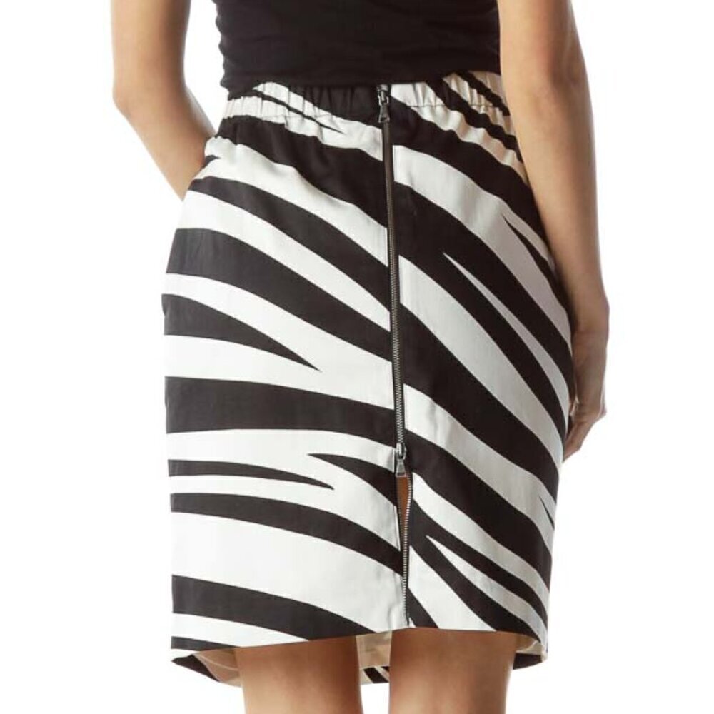 Club Monaco Black White Zebra Print Zippered Skirt - Picture 3 of 3